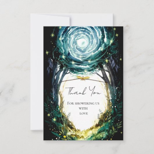 森の森の中に赤ちゃんシャワー サンキューカード (正面)