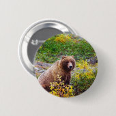 森の森の中の可愛いクマの動物ピンボタン 缶バッジ (正面&裏面)