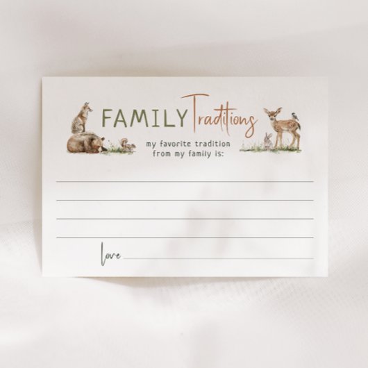 森の森の動物の家族の伝統カード サンキューカード