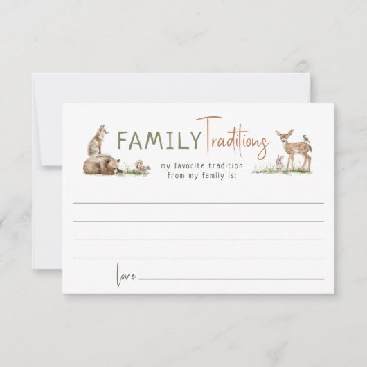 森の森の動物の家族の伝統カード サンキューカード (正面)