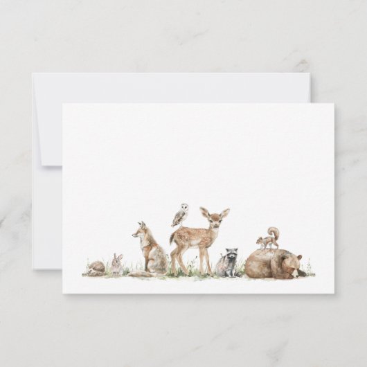 森の森の動物の家族の伝統カード サンキューカード (裏面)