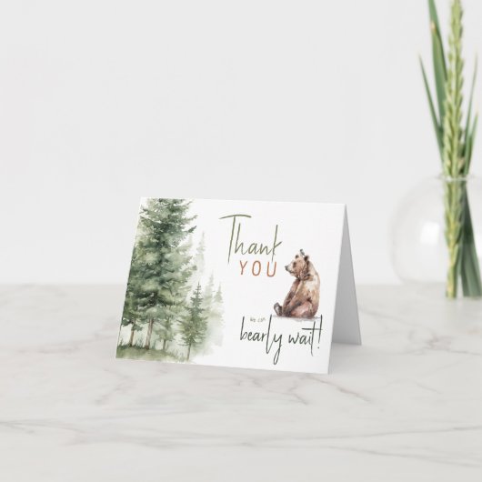 森の森の動物の我々が折り畳まれて待つことができる サンキューカード (正面)