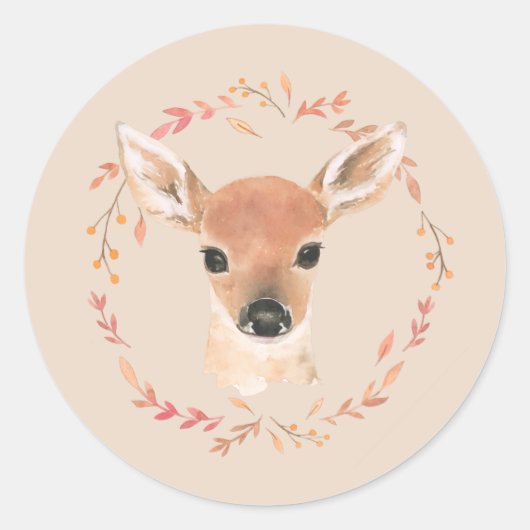 森の森の動物の水の色ミニマル ラウンドシール (正面)