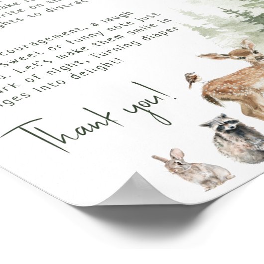 森の森の動物の深夜おむつサイン ポスター (角)