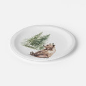 森の森の動物の熊と鳥の赤ちゃんシャワー ペーパープレート (アングル)