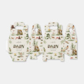 森の森の動物の緑の赤ちゃんシャワー フェイバーボックス (折り畳みなし)