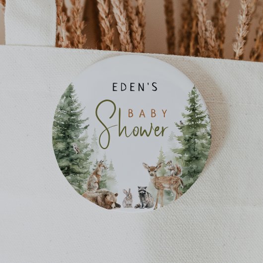 森の森の動物の赤ちゃんシャワーボタン 缶バッジ