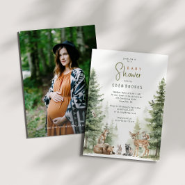 森の森の動物の赤ちゃんシャワー写真 招待状