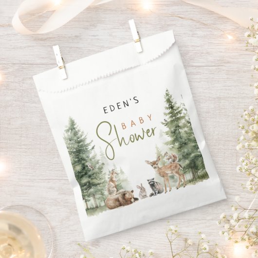 森の森の動物の赤ちゃんシャワー フェイバーバッグ (クリップ留めされた状態)
