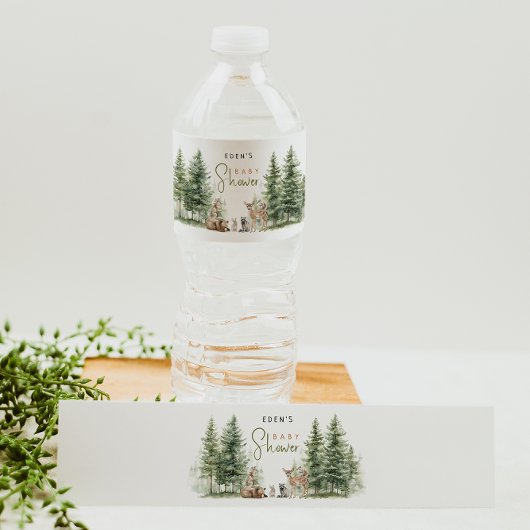 森の森の動物の赤ちゃんシャワー ペットボトルラベル