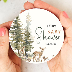 森の森の動物の赤ちゃんシャワー ラウンドペーパーコースター