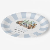 森の森の動物の青い男の子の赤ちゃんシャワー ペーパープレート (アングル)