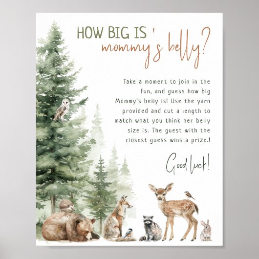 森の森の動物ママのおなかの大きさ ポスター (正面)