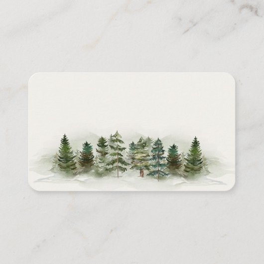 森の森の座席表の誕生日または赤ちゃんシャワー プレイスカード (裏面)