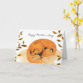 森の森の森のキツネの母親の日 カード (黄色い花)