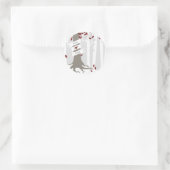 森の森の森の冬の雪の赤結婚の ラウンドシール (バッグ)