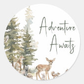 森の森の森の動物の冒険が人気 ラウンドシール (正面)