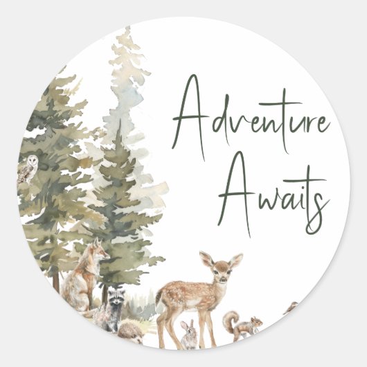 森の森の森の動物の冒険が人気 ラウンドシール (正面)