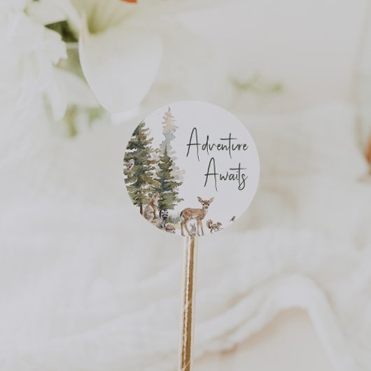 森の森の森の動物の冒険が人気 ラウンドシール