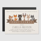 森の森の森の動物の友人の赤ちゃんシャワー マグネット招待状 (正面/裏面)