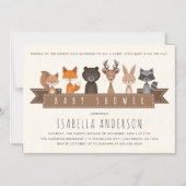 森の森の森の動物の友人の赤ちゃんシャワー マグネット招待状 (正面)