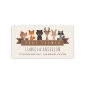 森の森の森の動物の友人の赤ちゃんシャワー ラベル (正面)