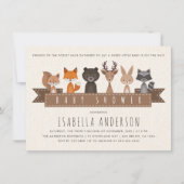 森の森の森の動物の友人の赤ちゃんシャワー 招待状 (正面)