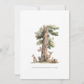 森の森の森の動物の双子ベビーシャワー 招待状 (裏面)