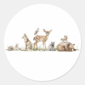 森の森の森の動物の赤ちゃんシャワーの好意 ラウンドシール (正面)