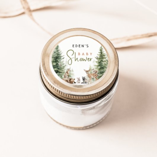 森の森の森の動物の赤ちゃんシャワーの好意 ラウンドシール