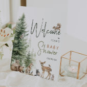 森の森の森の動物の赤ちゃんシャワーへようこそ 台座サイン