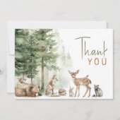 森の森の森の動物の赤ちゃんシャワーフラット サンキューカード (正面)