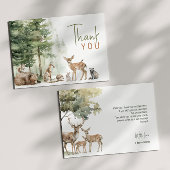 森の森の森の動物の赤ちゃんシャワーフラット サンキューカード