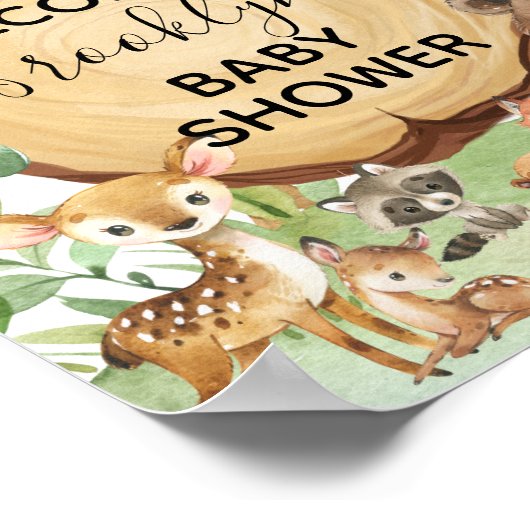 森の森の森の動物の赤ちゃんシャワー歓迎ボード ポスター (角)