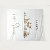 森の森の森の動物の赤ちゃんシャワー背景 タペストリー (正面(横))