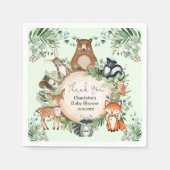 森の森の森の動物ベビーシャワー1歳の誕生日 スタンダードカクテルナプキン (正面)