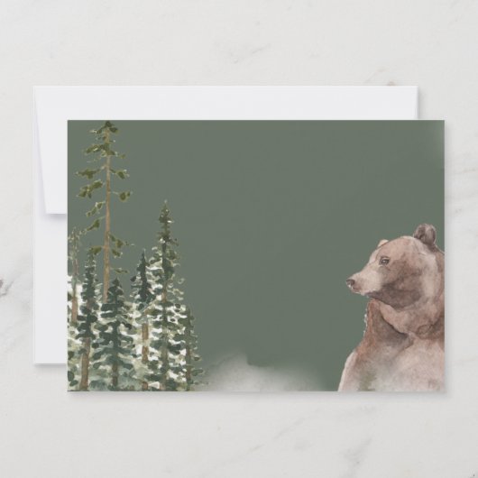 森の森の水彩熊ベビーシャワー 招待状 (裏面)