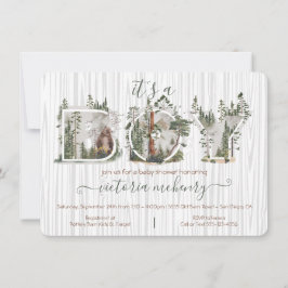 森の森の水彩熊ベビーシャワー 招待状