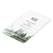 森の森の湖の結婚写真の日付を保存 マグネット (左側)