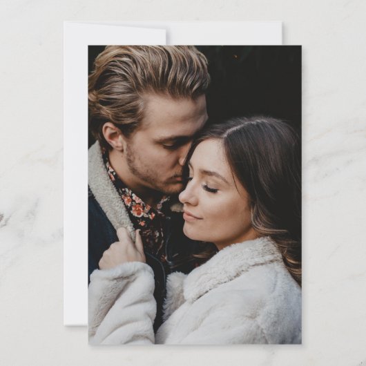 森の森の湖の結婚写真の日付を保存 招待状 (裏面)