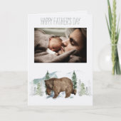 森の森の父の日のクマと写真 カード (正面)