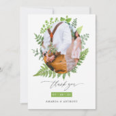 森の森の緑結婚のコラージュ サンキューカード (正面)