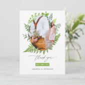 森の森の緑結婚のコラージュ サンキューカード (スタンド正面)