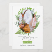森の森の緑結婚のコラージュ サンキューカード (正面/裏面)