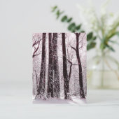 森の森の雪の冬の風景 ポストカード (スタンド正面)