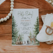 森の森林の動物"こんにちはベビー"赤ちゃんシャワー 招待状