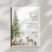 森の森林動物の垂直ベビーシャワーフラット サンキューカード