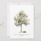 森の森林動物の垂直ベビーシャワーフラット サンキューカード (裏面)