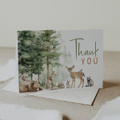 森の森林動物の赤ちゃんシャワー折り畳み サンキューカード