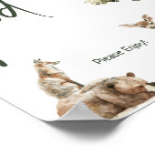 森の森林動物の赤ちゃんシャワー食品の看板 ポスター (角)